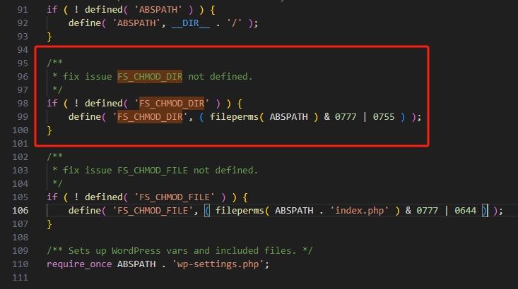 FS_CHMOD_DIR define checking